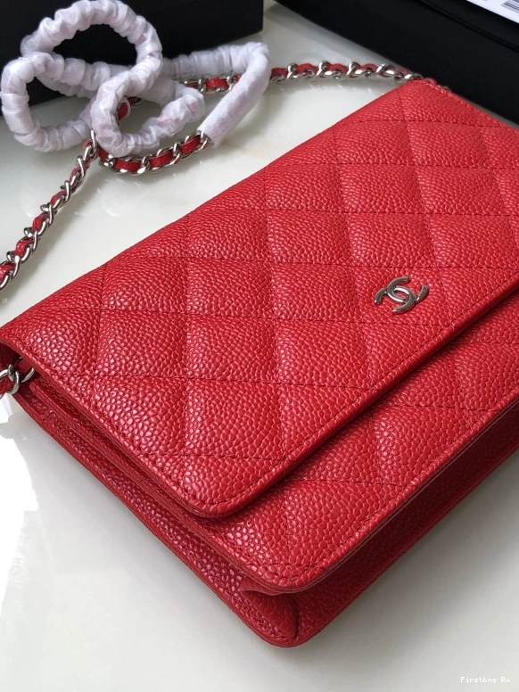 Firstbag Ru WITH WALLET HARDWARE SILVER CAVIAR CHAIN CHANEL 0728